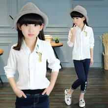 Thumbaby Girls Blouse Girl Shirt Brand Cotton Children Clothing High Quality White Girls Blouses Full Sleeve Childrens Clothing