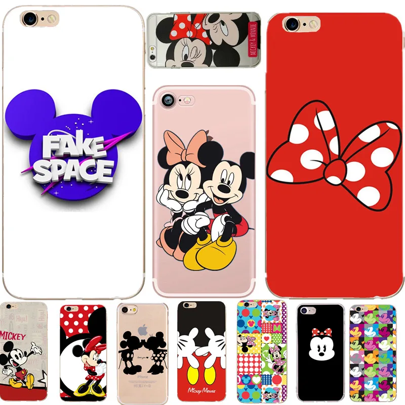 

For Coque iPhone 6 Cartoon Soft Silicone Case For Apple iPhone 7 8 5 5s SE 6 6s 7 8 Plus Mickey Minnie For iPhone X Case Luxury