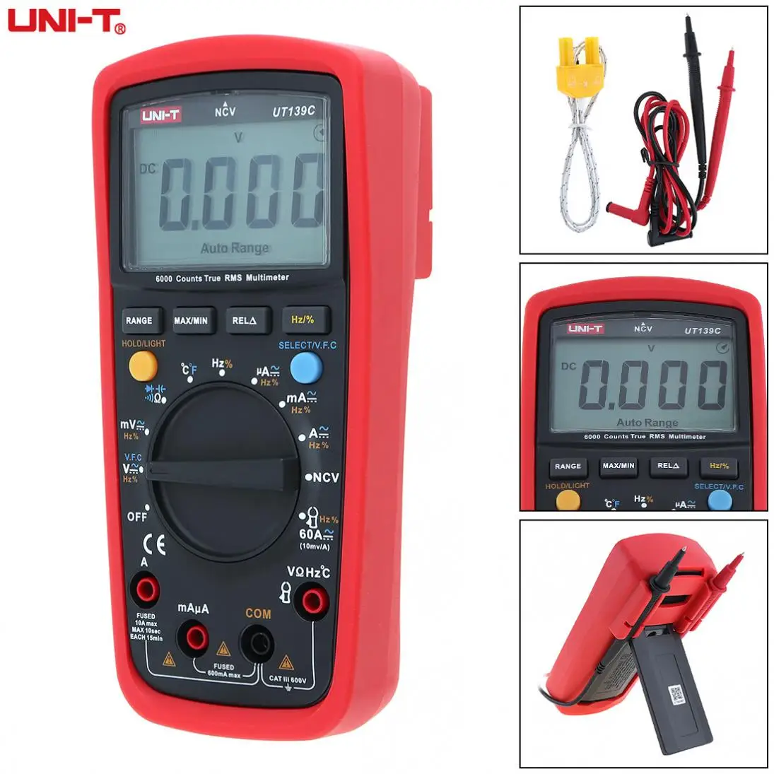 

UNI-T UT139C 5999 Counts LCD Display True RMS Digital Multimeter with Backlight Support Automatic Range for Home Circuit Test