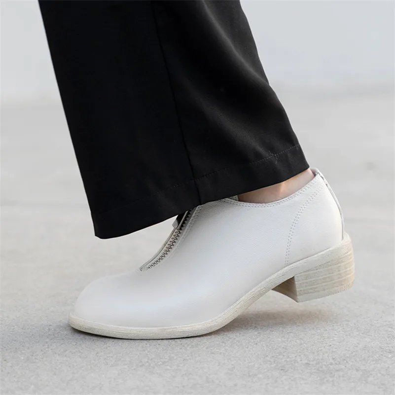 Женские туфли на молнии FEDONAS, красные туфли с круглым носком и высоким каблуком, простая клубная обувь на весну-лето 2019
