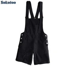 Мужской комбинезон в обтяжку на бретелях Sokotoo, комбинезон до колен из рваного денима черного/белого цвета