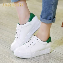 

SaraIris Women's Quality Lace Up White Green Red Black Casual Sneakers Comfy Insole School Girls Vulcanize Shoes