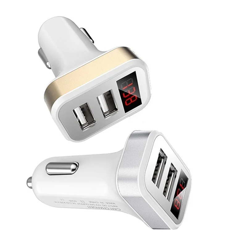 Автомобильное зарядное устройство с светодиодный дисплеем 5 V 2.1A двойной USB порт