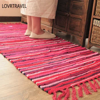 

LOVRTRAVEL Mediterranean Cotton Linen Kitchen Mats Bathroom Doormat Absorbent Rug Hand-woven Tassel Carpet On The Floor 2018 New