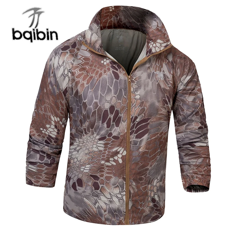 Men Bomber Jacket Thin Slim Long Sleeve Camouflage Military Jackets 2019 Windbreaker Zipper
