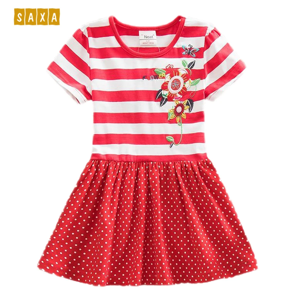 

Girl dresses NEAT 100% cotton Children Tutu Dress Party Princess Flower clothes Summer Dress Girl short sleeve dress SH5908