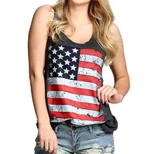 Американский флаг, принт, Женский Танк Повседневный Топ без рукавов, американский День Независимости, летняя вечерняя женская футболка с графическим принтом, майка