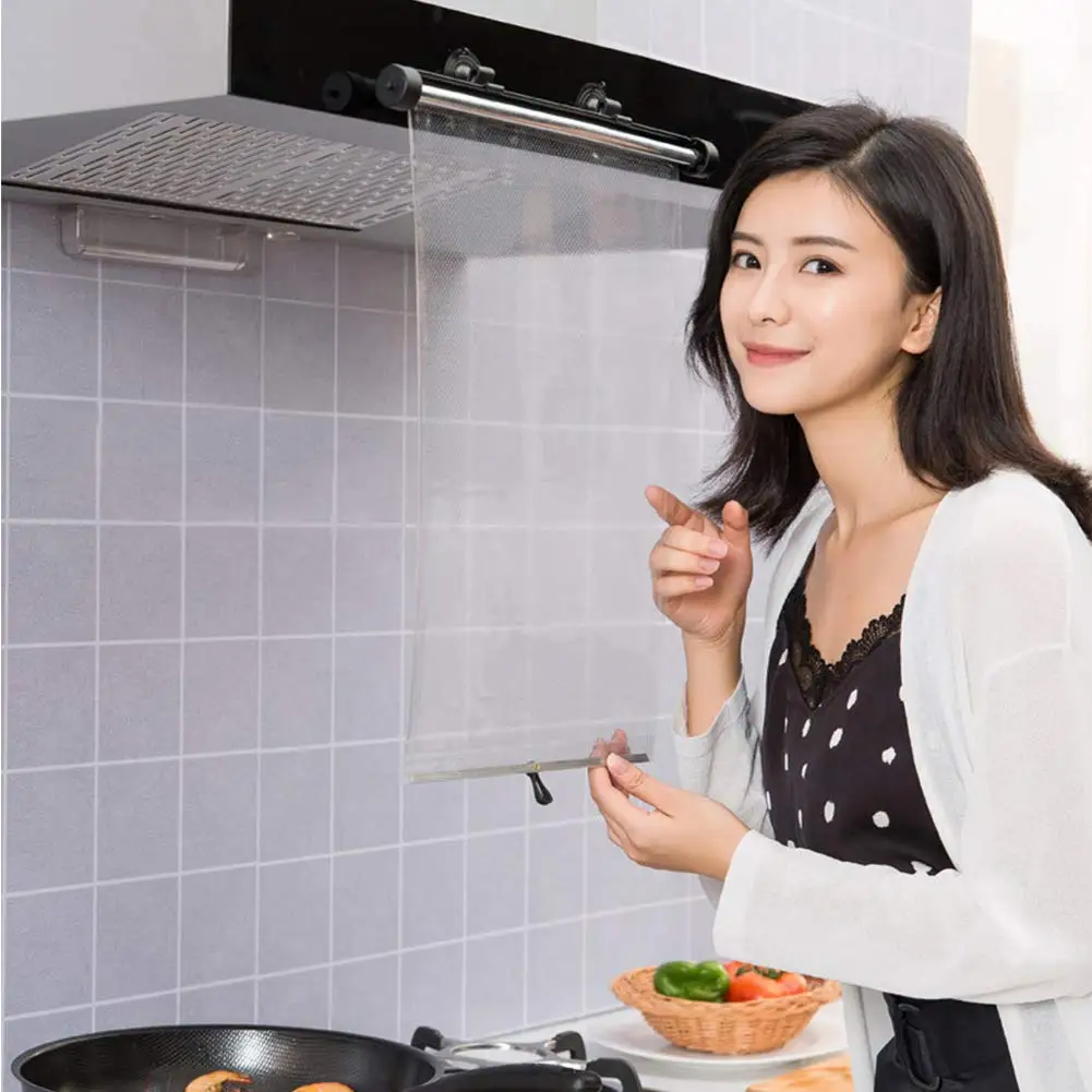 

Kitchen Cooking Fume Baffle Home Curtain Roller Blind Multifunction Anti Oil Splash Tool Durable Safety Face Protection Stretch