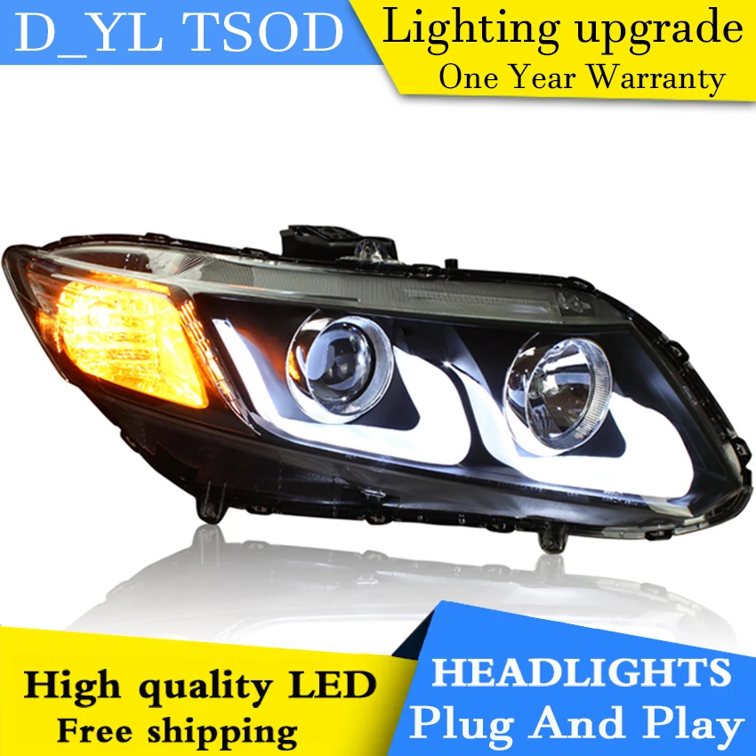 

Car Styling Headlights for Honda Civic 2012~2014LED Headlight for Civic Head Lamp LED Daytime Running Light LED DRL Bi-Xenon HID