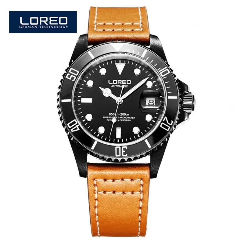 

LOREO Watches Automatic Mechanical Army Waterproof Sports Mens Watch Leather Fashion Casual Luxury Brand Relojes Deportivos A01