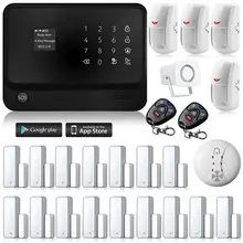 2.4G Sistema de Alarma GSM Inalámbrica Doméstica Sistema de Seguridad Wifi G90B Humo Detector 433 PIR Sensor de Alarma de Puerta Magnética
