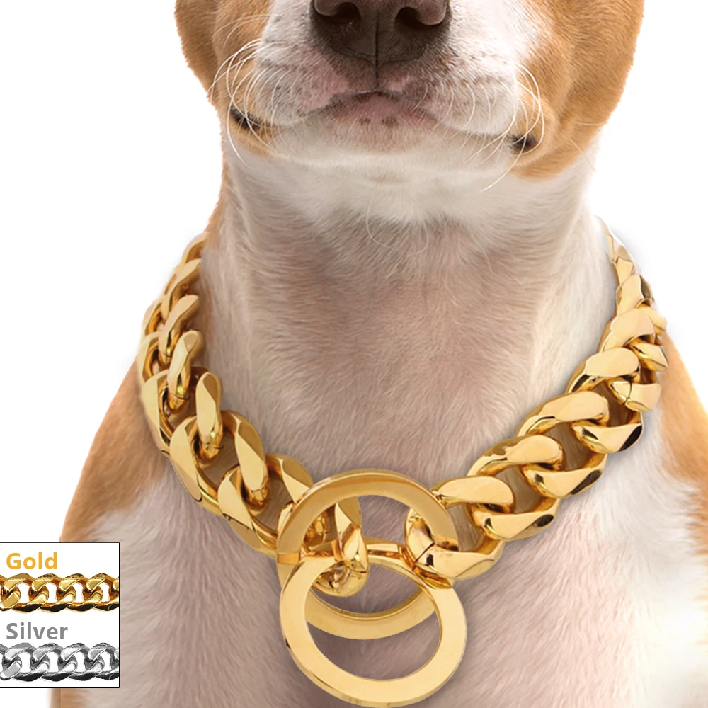 Pettom Dog Chain Collar Strong Dog Choke Training Collar P Slip Heavy Duty Chew Proof for Medium Large Dogs 