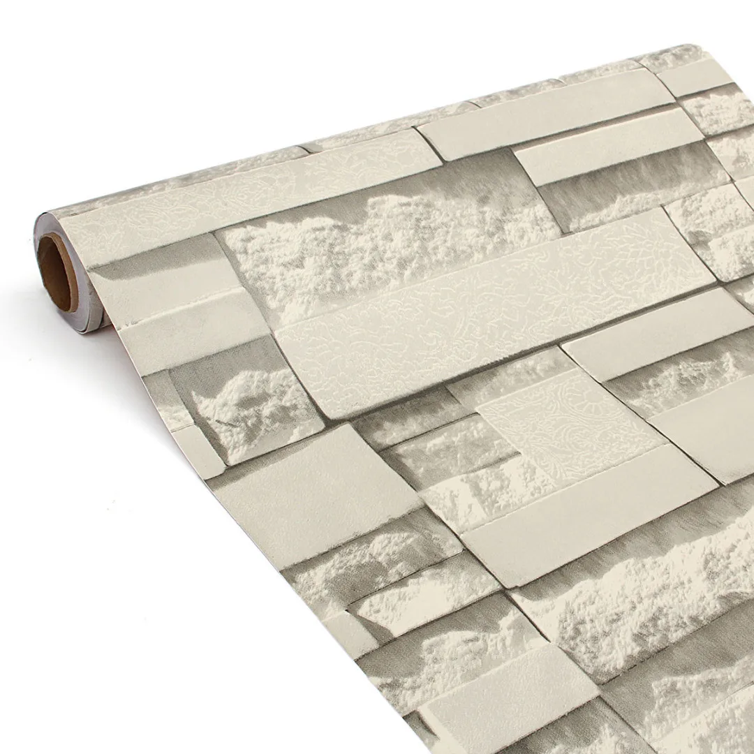 45cm*10m New Modern  DIY 3D Brick Pattern Self-adhesive Waterproof Wall Paper Decor
