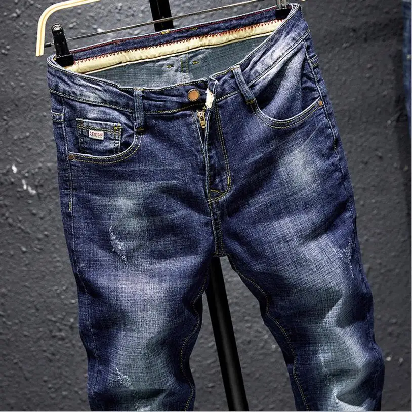 navy blue stretch jeans