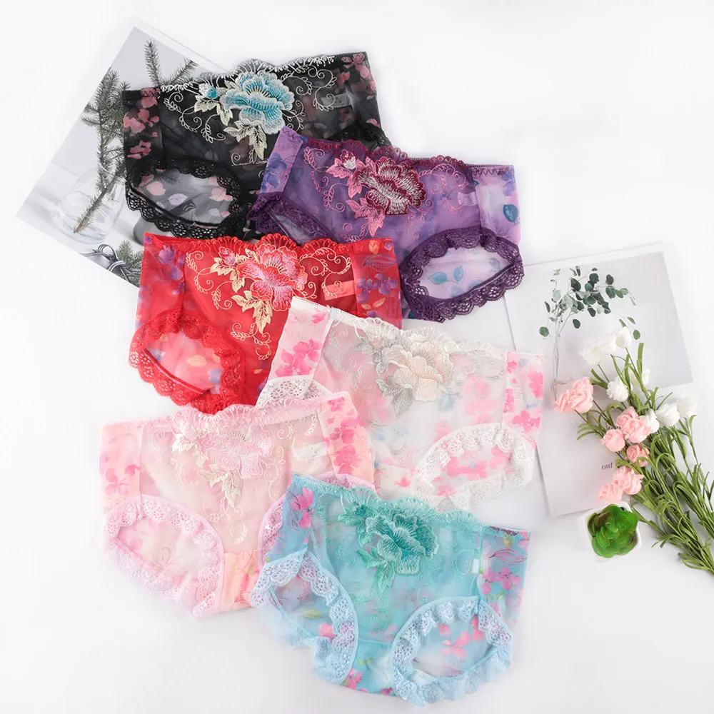 Women Embroidery Underwear Sexy Lace Women's Panties Transparent Briefs Seamless Panties Lingerie Women Female Pants Women Embroidery Underwear Sexy Lace Women's Panties Transparent Briefs Seamless Panties Lingerie Women Female Pants