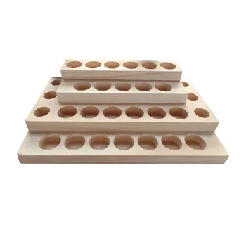 

New Arrivals Essential Oil Wooden Tray 30 holes 5ml - 20ml bottles handmade Natural pine wood display rack Demonstration station