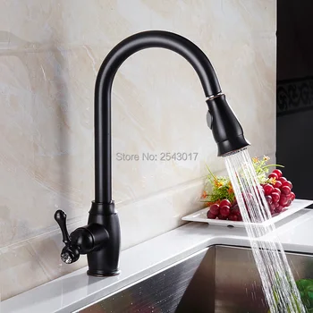 Oil Rubber Finish Kitchen Pull Out Faucet 360 Rotating Hot&Cold Water Faucets Deck Mounted ZR385 Oil Rubber Finish Kitchen Pull Out Faucet 360 Rotating Hot&Cold Water Faucets Deck Mounted ZR385
