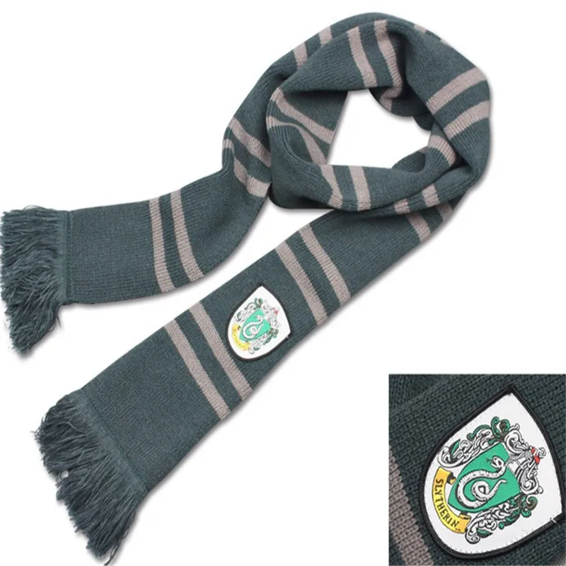 Ainiel Гермиона шарфы кепки галстук Гриффиндор Slytherinn Ravenclaw Hufflepuff галстук, шляпа, шарф Косплей Костюм для женщин детей мужчин - Цвет: Slytherin scarf