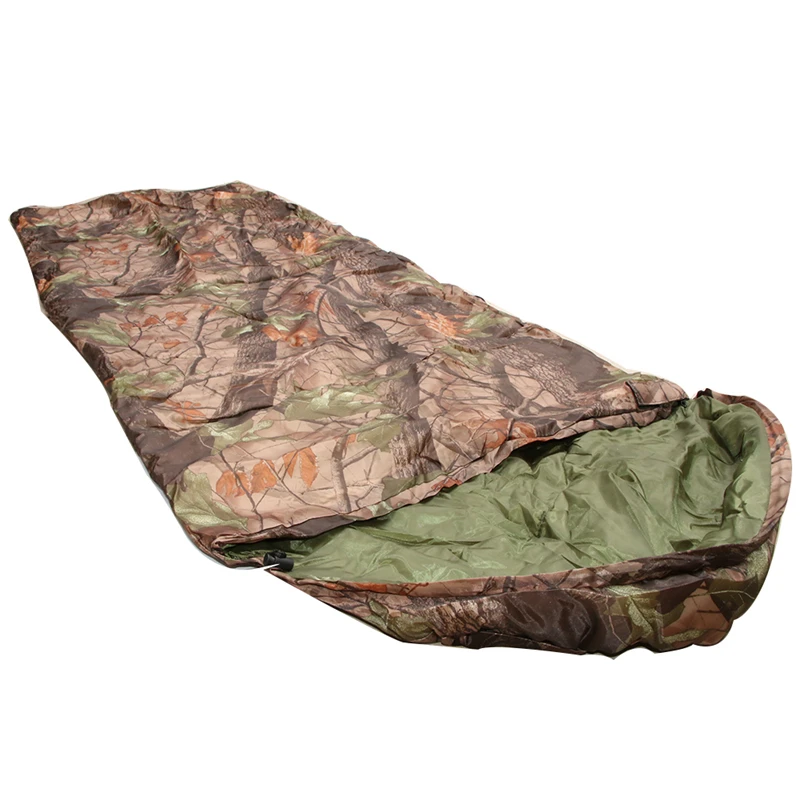Leaf camo sleeping bag outdoor nature hiking envelope camping equipment easy carry sleeping tent soft mattress 1pc