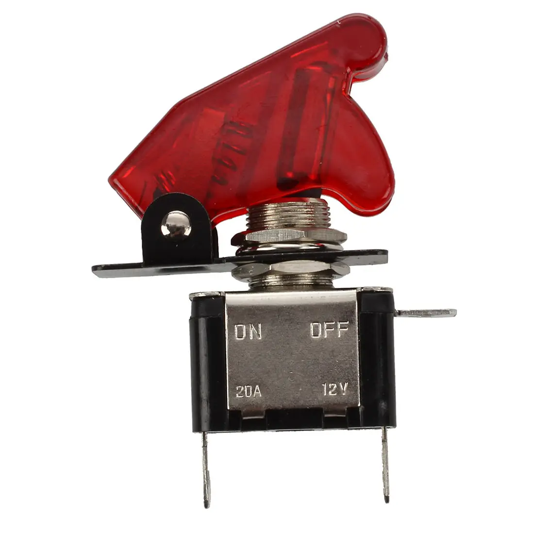 DC 12V On Off Racing Car Illuminated Toggle Switch Red Cover