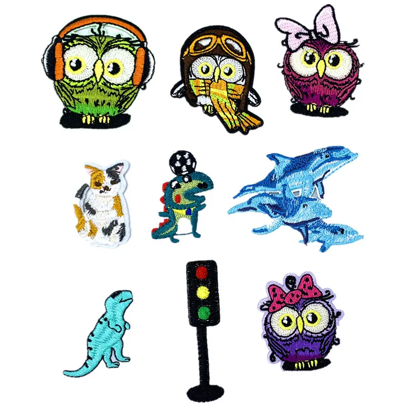 

1 Set Owl Embroidered Iron-On Patch Stalker Badges Cute Cartoon Patches For Clothes Stickers Applique Stripe On Clothes