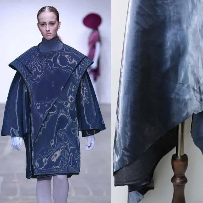 

150cm Blue Bright Non-Elastic Thick Mirror Reflective Pu Washable Diypvc Leather laser dress textiles bag Fabric C192