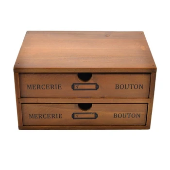 

New Solid Wood Storage Chest Box Desktop Organizer Storage Box Retro 1/2/3 Drawers Make-up Storage Box Organizer
