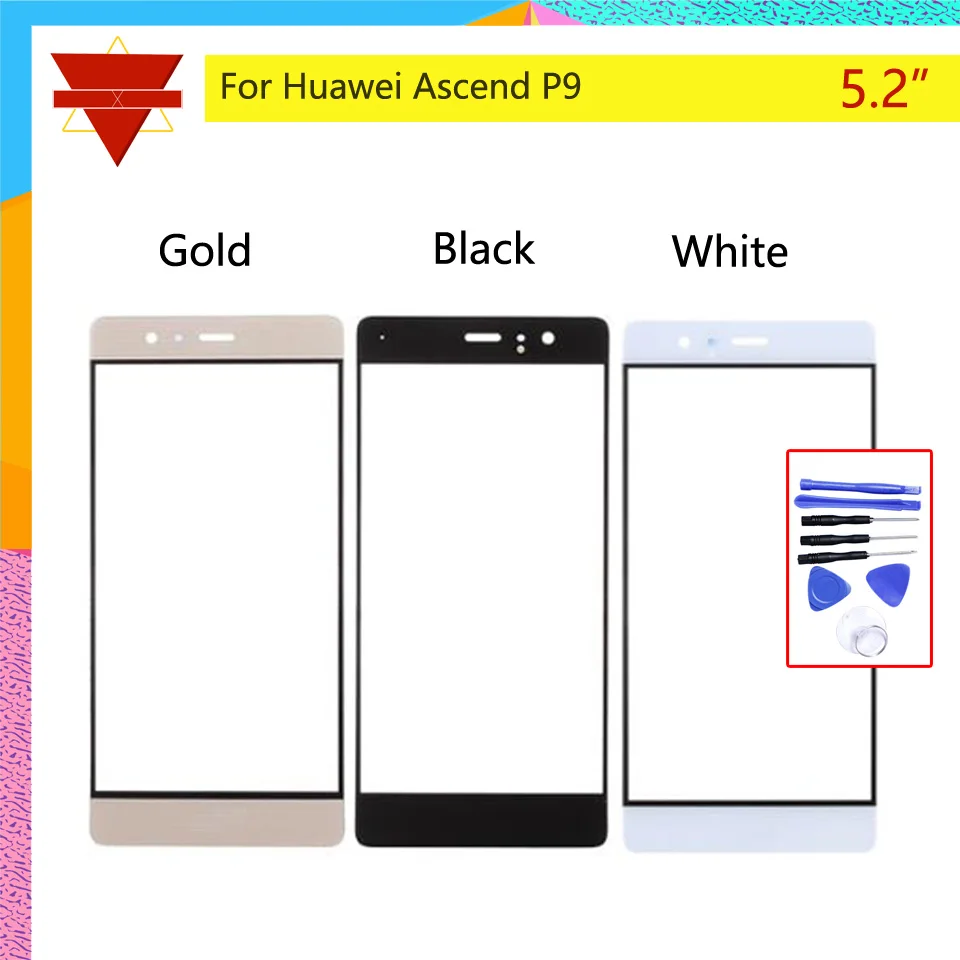 

P9 Front Panel For Huawei Ascend P9 EVA-L09 EVA-L19 Front Glass Panel Touch Screen Glass Lens Panel Outer LCD Glass Replacement