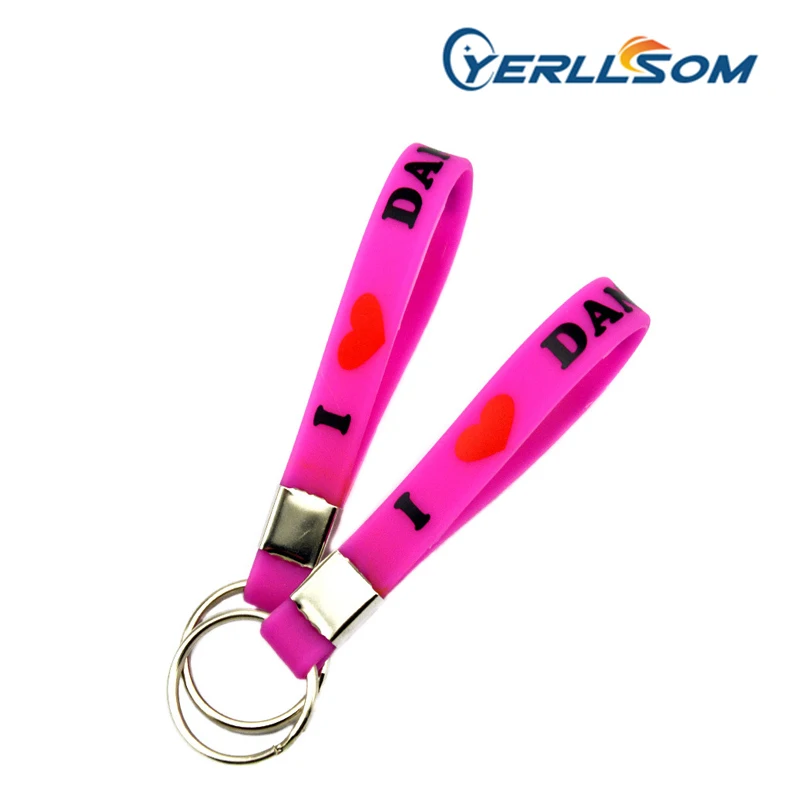 

YERLLSOM 200PCS/lot Free Shipping Customized Silicone keychain with printed 1 Color writing or logo for promotional gifts YK002