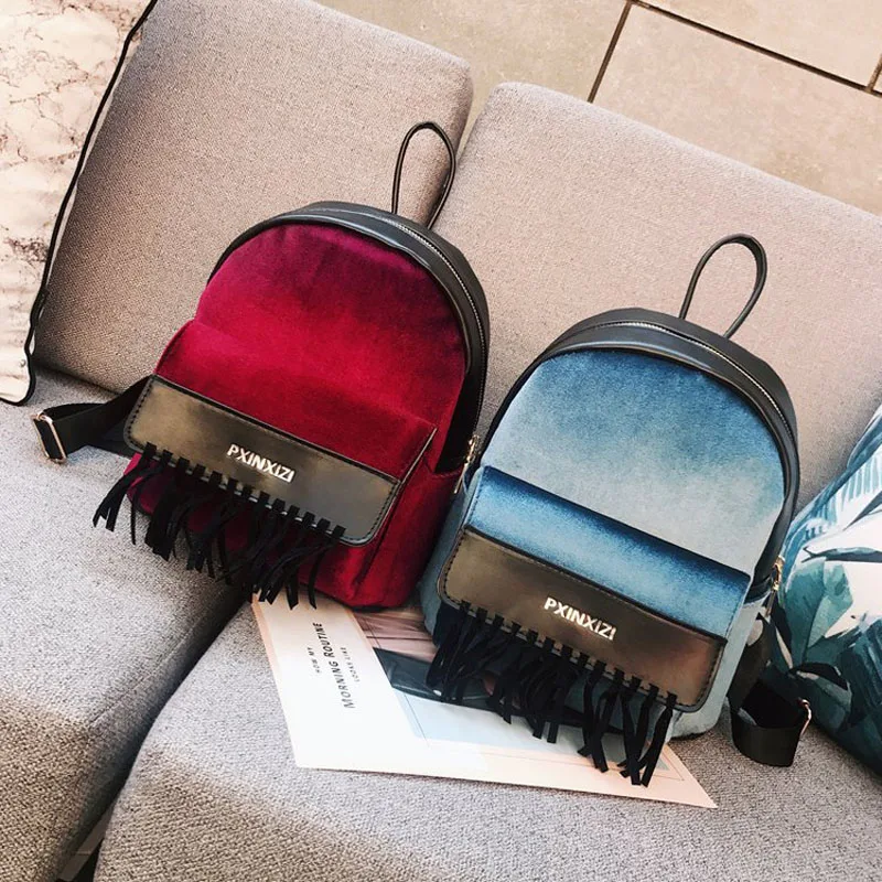 

BENVICHED Velour Gradient Vintage Women Backpack School Backpack For Teenager Girl School Bag Fashion Shoulder Bags mochila S142