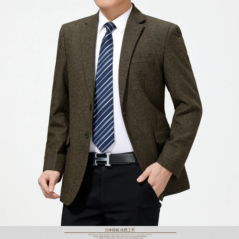 WAEOLSA Men Woollen Blends Blazers Camel Woll Suit Blazer Man Navy Blue Gray Blazer Male Business Outfits Blazer Hombre (6)