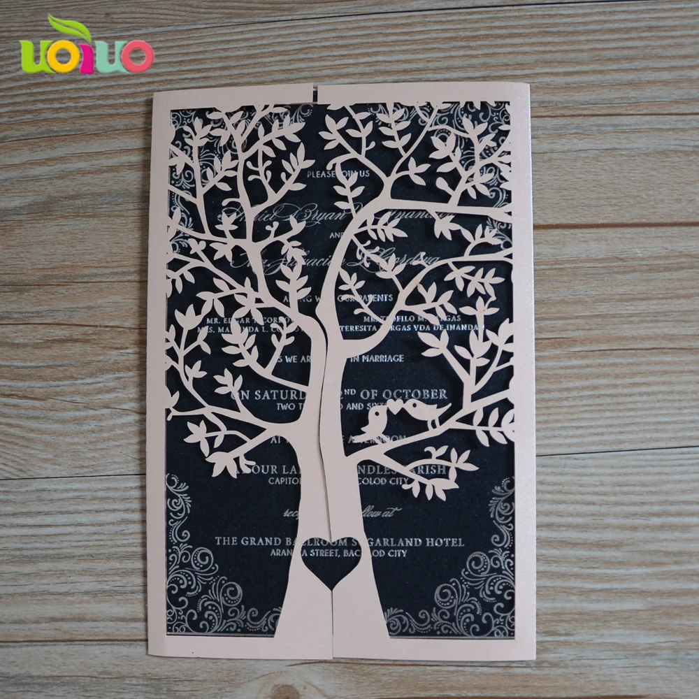 30 шт дерево дизайн индивидуальное приглашение карты, лазерная резка свадебные пригласительные открытки для вечернки ленты могут быть настроены