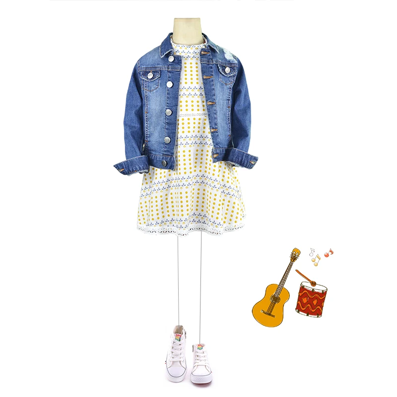 1Kids Girls Ripped Denim Coat Broken Hole Jackets Windbreakers Warm Outwear Top