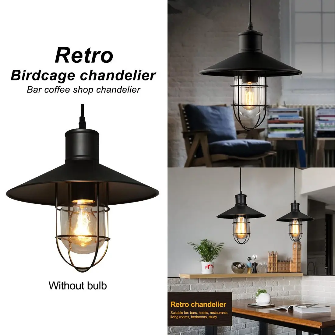 

Creative Vintage Iron Industry Bar Light Birdcage Chandelier Small Metal Lampshade Bar Coffee Shop Chandelier