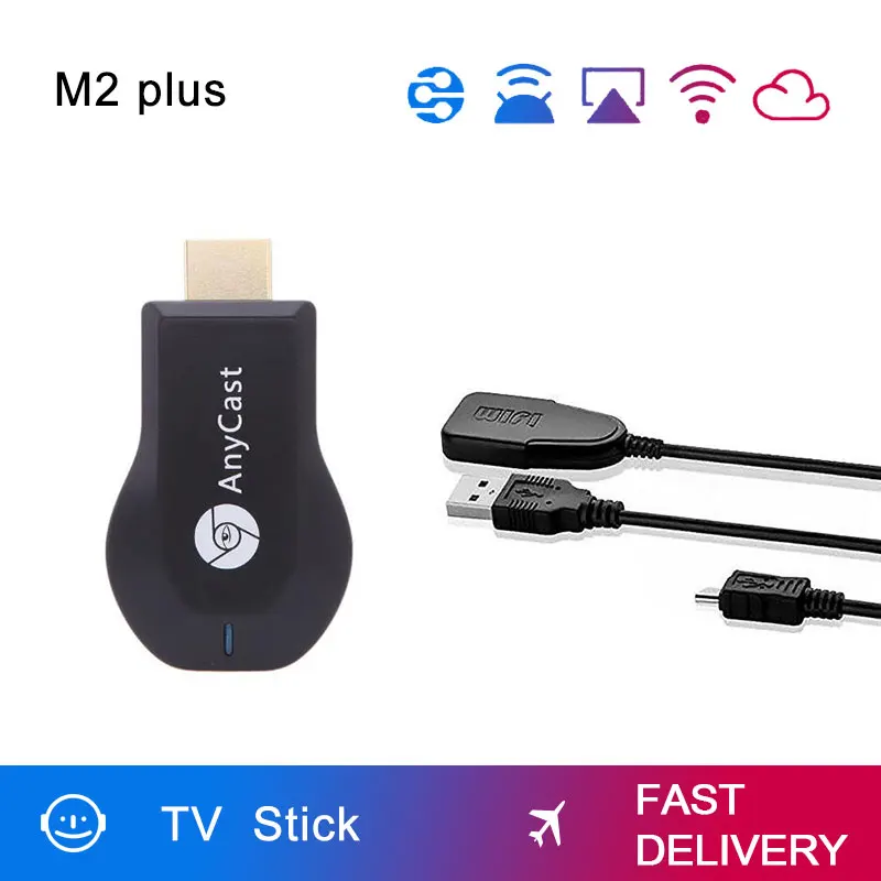 Anycast M2 плюс Miracast Chome литой беспроводной HDMI 1080 p ТВ карты Адаптер Wi Fi дисплей зеркало приемник ключ для ios android