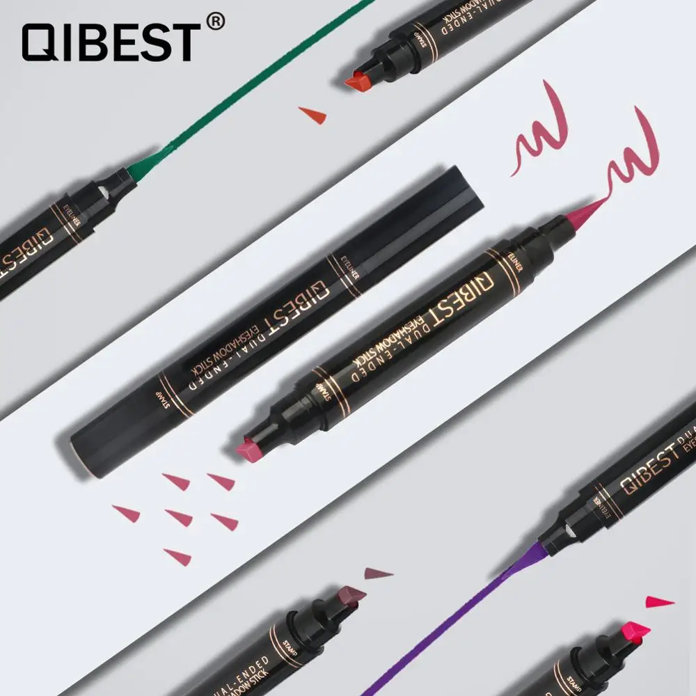 Qibest красочная подводка для глаз карандаш со штампом золотого синего фиолетового
