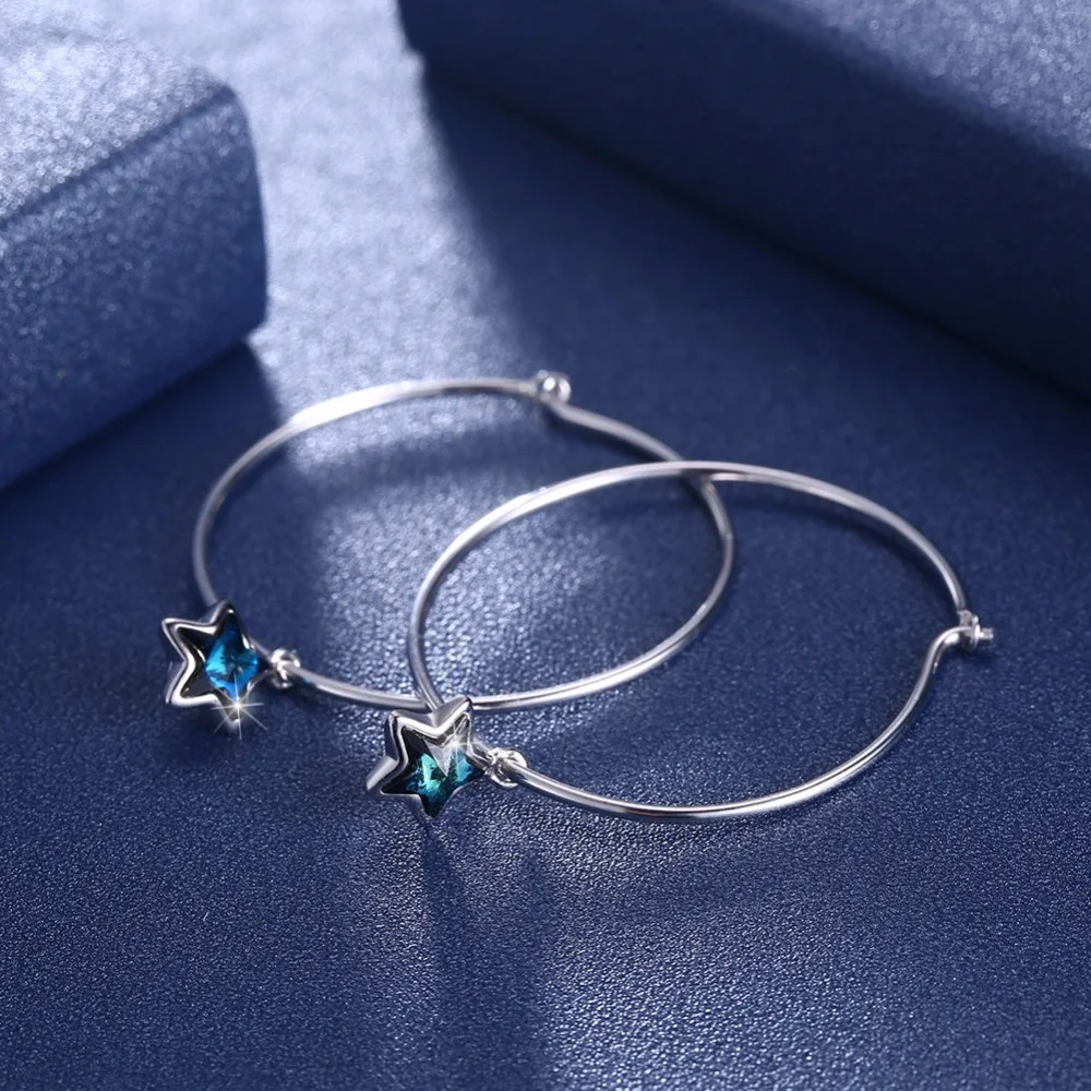Изысканные ювелирные изделия с Swarovski Crystal Хооп Серьги реальные S925 серебро Ромбики