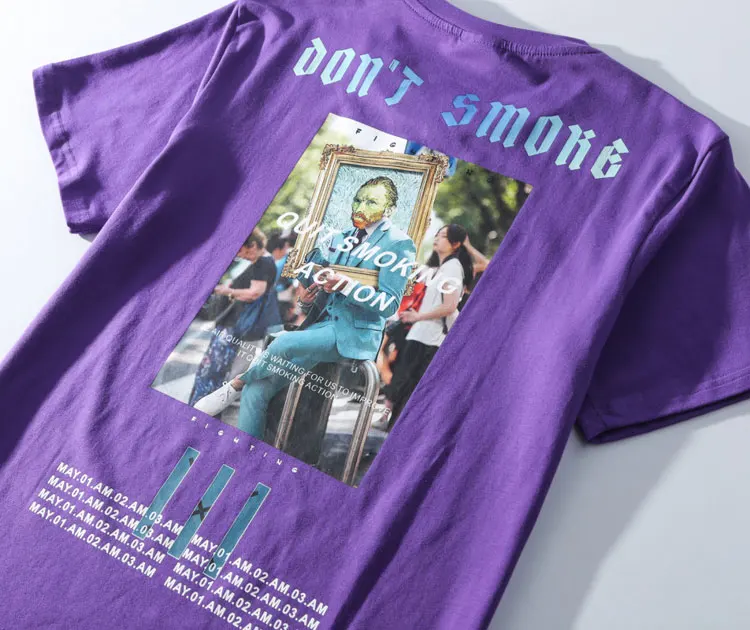GONTHWID забавные курительные Ван Гог Футболки Уличная Harajuku стиль мужские хип хоп футболки стрит-стайл летние модные мужские топы