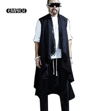 Летний мужской жилет, длинный стильный жилет, куртка в стиле панк, готика, без рукавов, шаль, жилет, кардиган, пальто