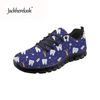 

Jackherelook Cute Women's Flats Shoes Sneakers Cartoon Dentist Prints Ladies Casual Mesh Shoes Women Dentista Zapatos Mujer 2019
