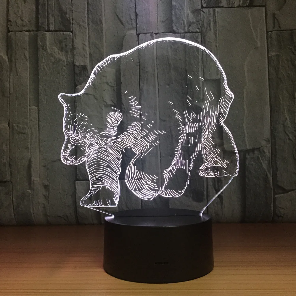 Полярный Медведь 3D светодиодный светильник 5 в USB настольная лампа ночник 3D 7 освещение, меняющее цвет лампа как Новогодний подарок для детей друзей