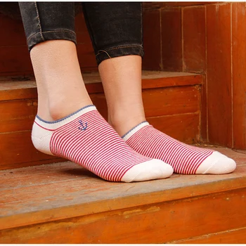 

Socks women Navy style spring summer woman casual striped embroidery boat sock fashion anchor women's socks