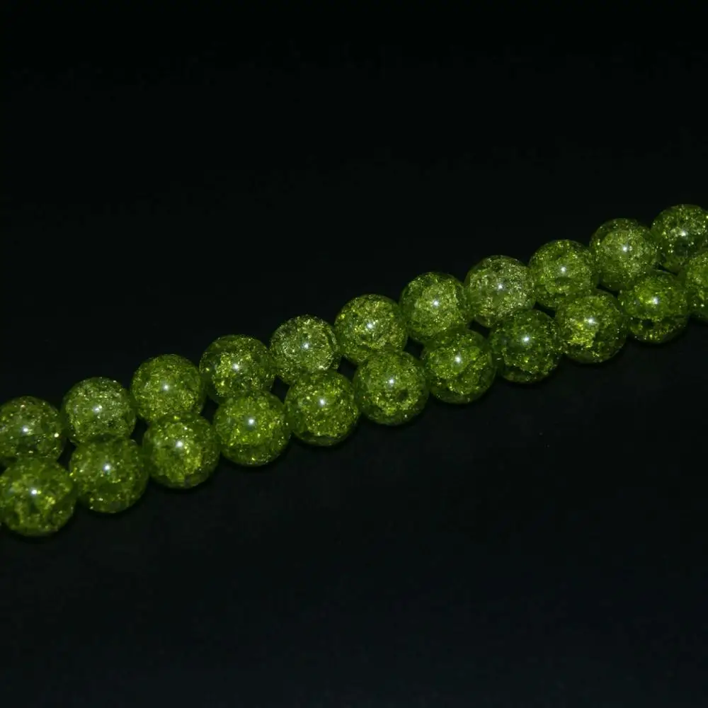 Натуральный Камень Бисер многоцветные угги трещины Кварцевый Кристалл бусины Spacer Бусины для изготовления ювелирных изделий браслет DIY 6/8/10/12 мм - Цвет: Green