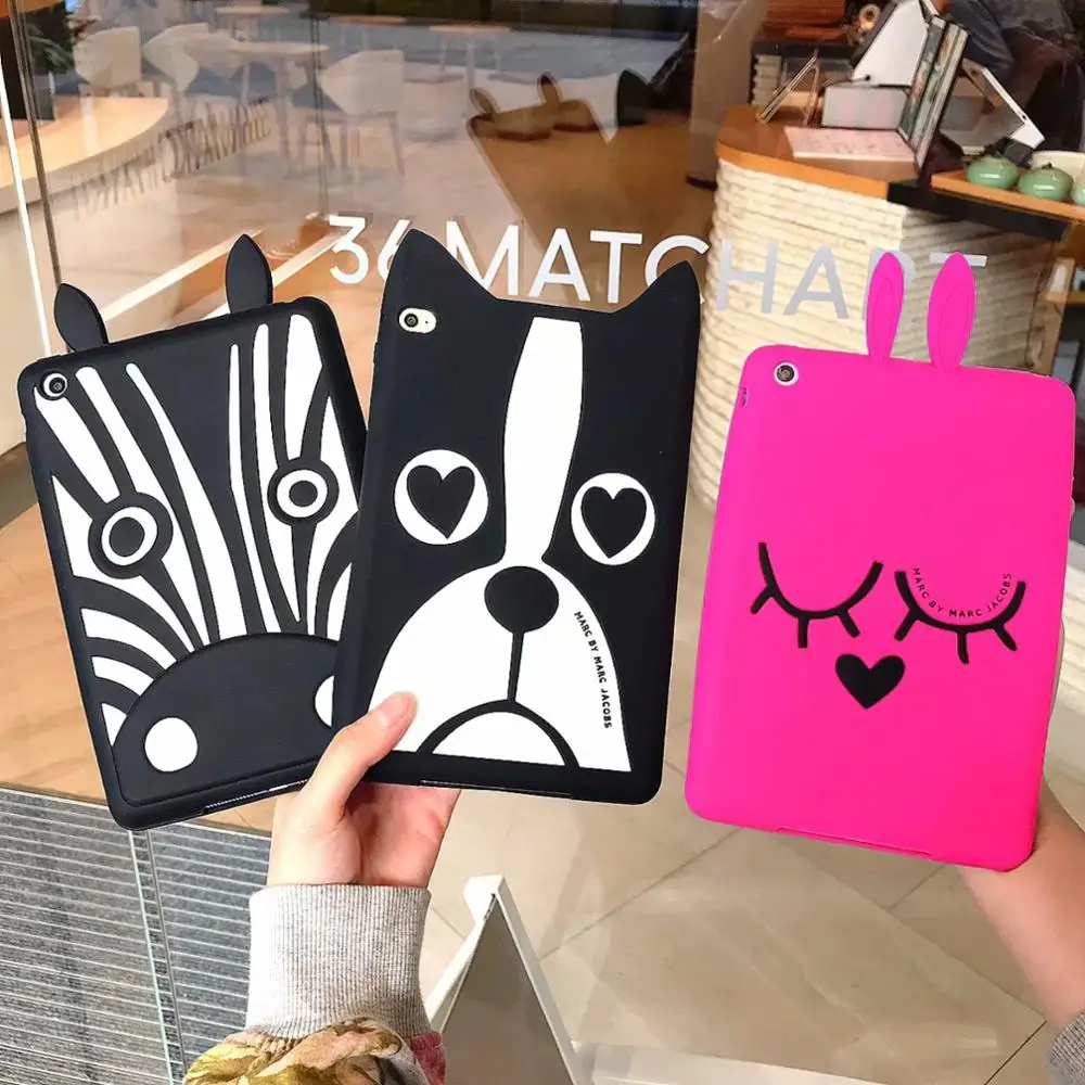 

Cute zebra dog Rabbit Silicon Case for IPad 9.7 2017 2018 Pro 9.7 10.5 Air 2 iPad 2 3 4 5 6 Mini 1 2 3 4 tablet Shockproof cover