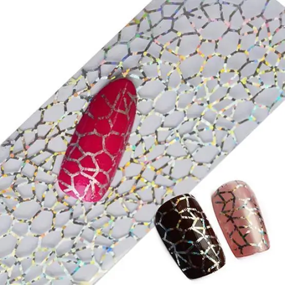 

Sheet of nail stickers glitter nail art full tips DIY cobweb nail foils transfer polish sticker nail decals