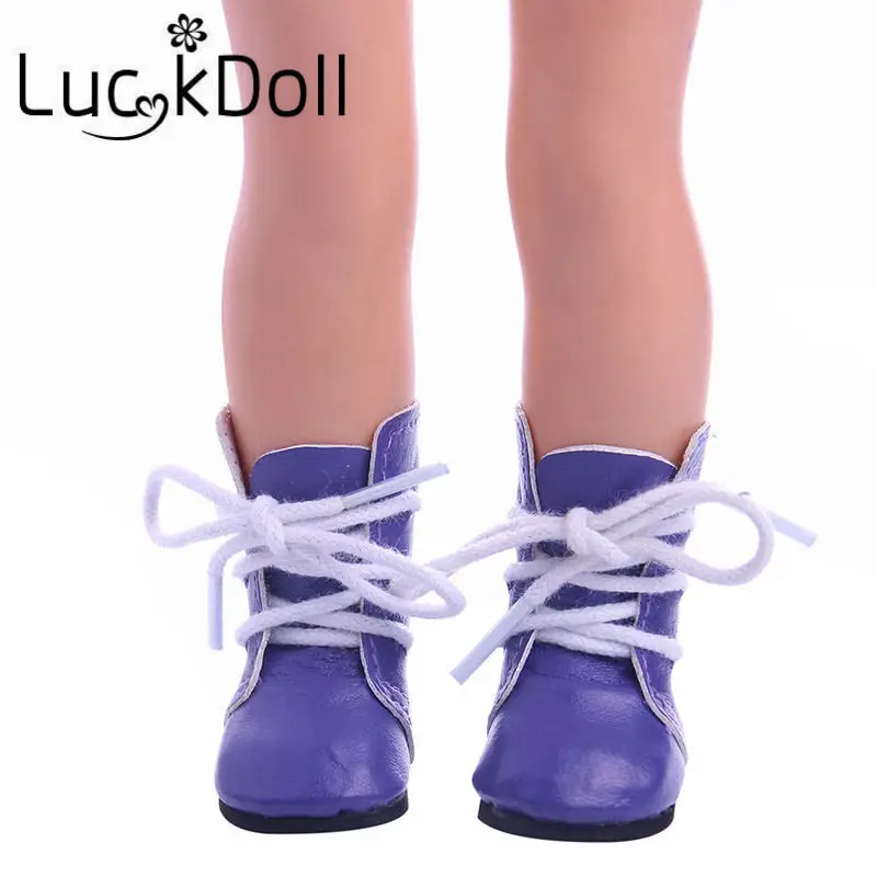 LUCKDOLL/однотонные сапоги с ремешками, подходят для 14,5 Дюймов, американская кукла, Велли, аксессуары, игрушки для девочек, поколение, подарок