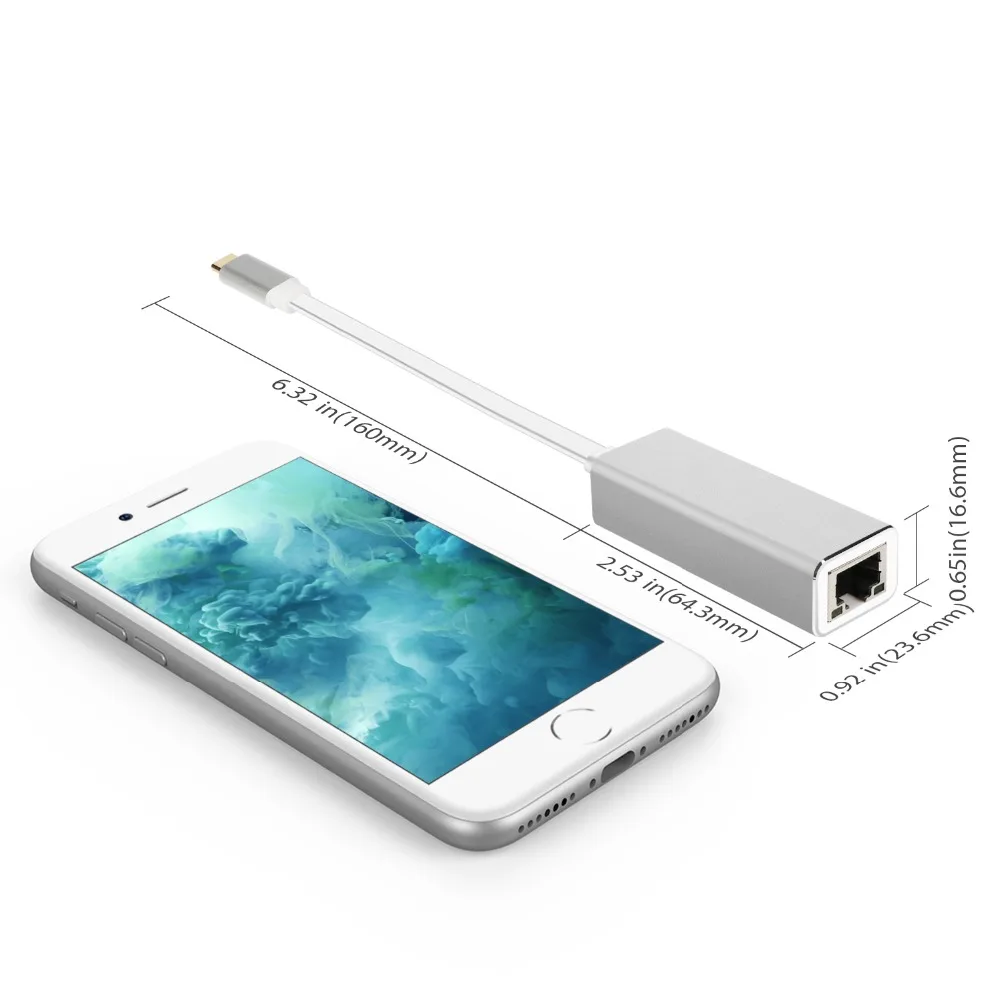 JZYuan USB C Ethernet адаптер сетевой карты RJ45 Lan для MacBook Windows 7/8/10 Type 10/100/1000 Мбит/с|Сетевые