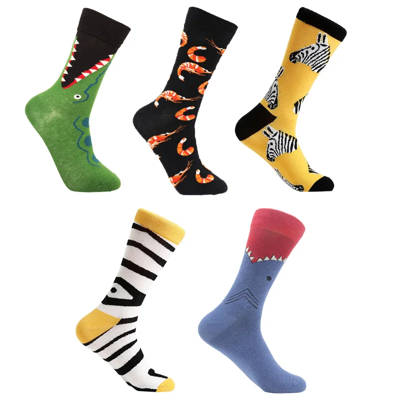 5 пара/лот, забавные носки для мужчин, цветные хлопковые короткие носки с принтом, повседневные носки в стиле Харадзюку, модные японские носки - Цвет: r201-9
