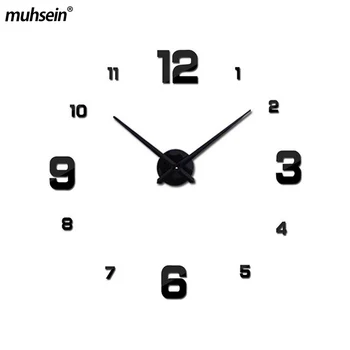 2019 muhsein Large Modern Design Wall Clock 3d Diy Acrylic Mirror Stickers Home Decoration Living Room Quartz Wall Watch Horloge