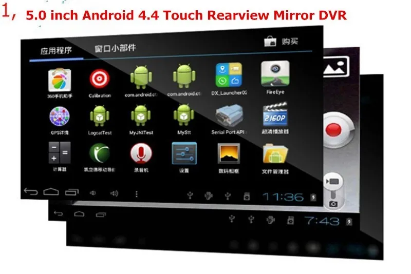 Fonwoon " android Сенсорное зеркало заднего вида, автомобильная камера, wifi, gps навигатор, full hd 1080 p, Автомобильный видеорегистратор с двумя объективами, парковочный видеорегистратор